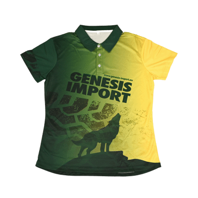 Genesis Import  Green & Yellow Polo-Shirt Unisex in Large