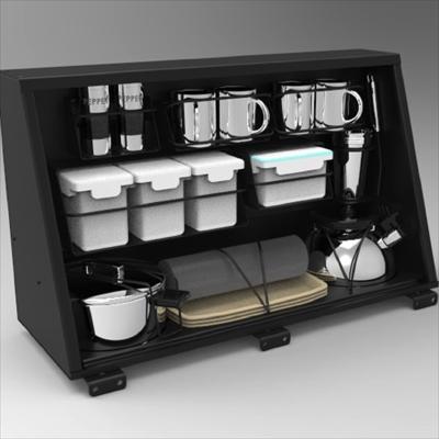 Alu-Cab Cupboard Large 730 x 750 Black with Kitchen Kit for Land Cruiser